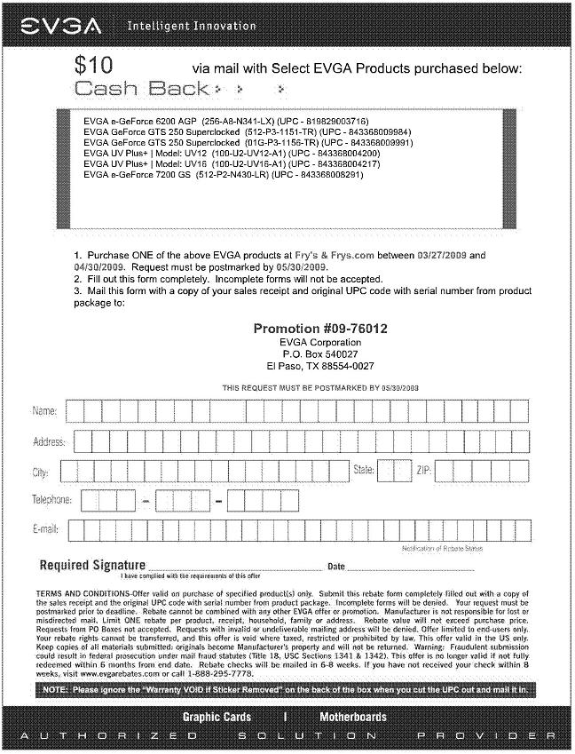 Evga Rebate Form